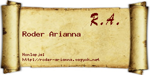 Roder Arianna névjegykártya